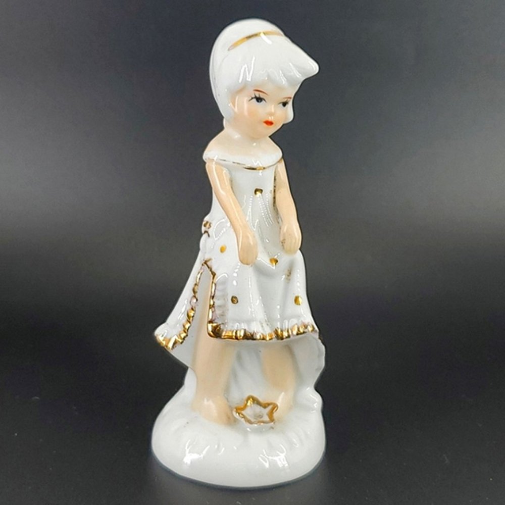 Capadimonte Italy Girl White/Gold Dress Figurine